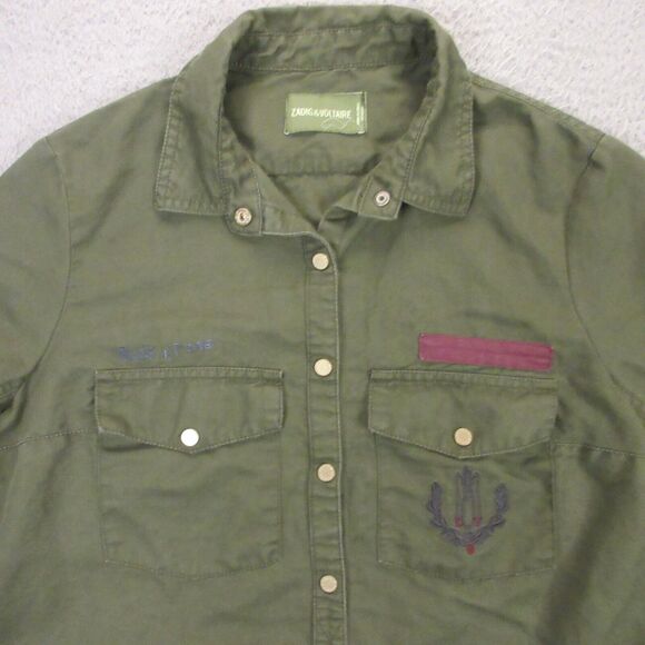 Zadig & Voltaire Taskal Cotton Twill Top size S Military Army Officers Jacket - Picture 2 of 12